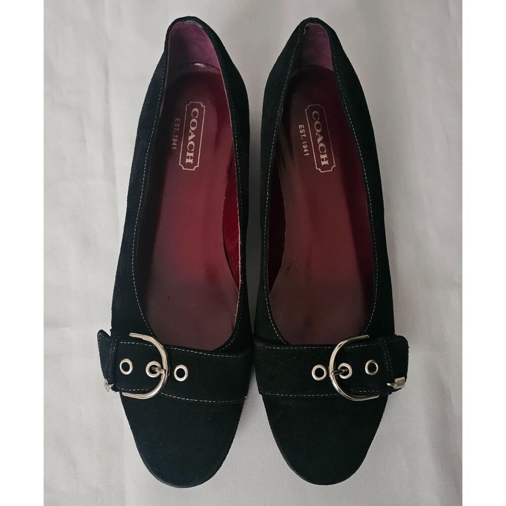 Coach Women's Black Breanna Suede Buckle Style Slip-On Flat Shoes Size 8½ B - Picture 3 of 10